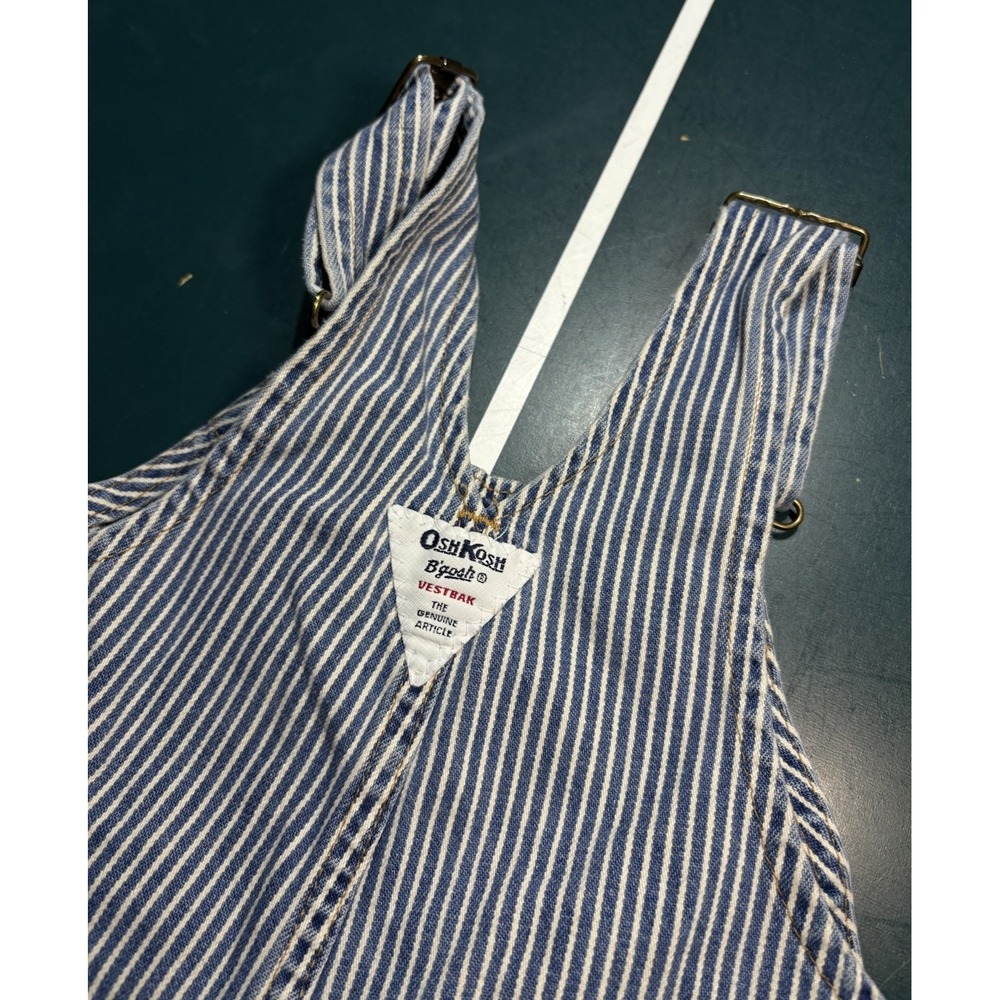 Vintage OshKosh B'gosh Blue Hickory Stripe Overalls Size 4T Made In USA Vestbak‎ - Picture 6 of 9